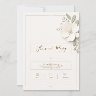 Convite de Casamento Moderno Rustico Floral 招待状