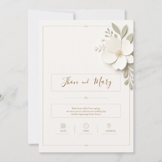 Convite de Casamento Moderno Rustico Floral 招待状 (正面)