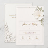 Convite de Casamento Moderno Rustico Floral 招待状 (正面/裏面)