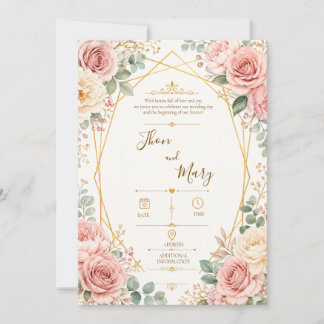 Convite de Casamento Moderno Rustico Floral 招待状