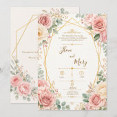 Convite de Casamento Moderno Rustico Floral 招待状 (正面/裏面)