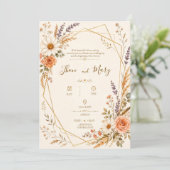 Convite de Casamento Moderno Rustico Floral 招待状 (スタンド正面)