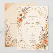 Convite de Casamento Moderno Rustico Floral 招待状 (正面/裏面)