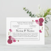 Convite de Casamento personalizável com flores. 招待状 (スタンド正面)