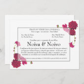 Convite de Casamento personalizável com flores. 招待状 (正面/裏面)