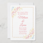 Convite de Casamento personalizável com flores. 招待状 (正面)