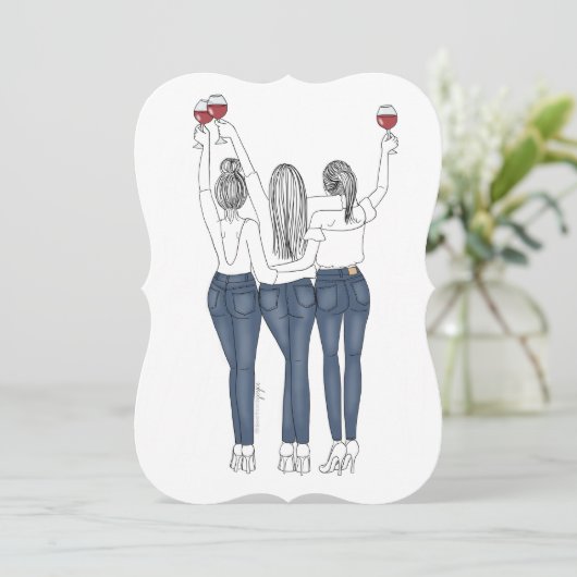 Convite Desenho Três Amigas com Vinho 招待状 (スタンド正面)
