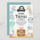 Convite Pirata, Convite De Aniversário Pirata 招待状 (正面/裏面)