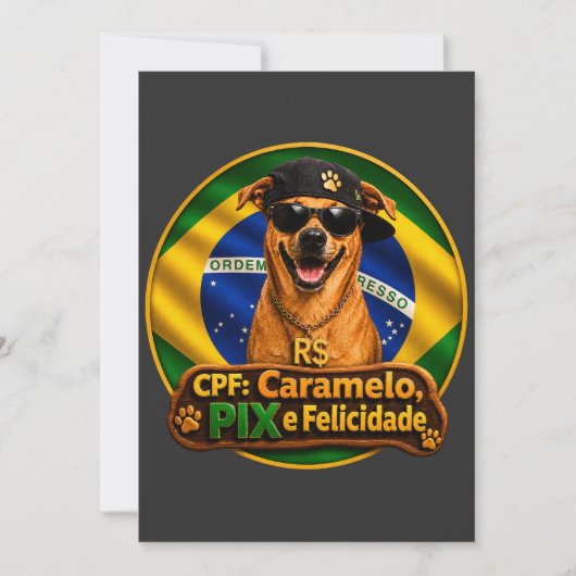 Convite Simples CPF Caramelo PIX e Felicidade 招待状 (正面)