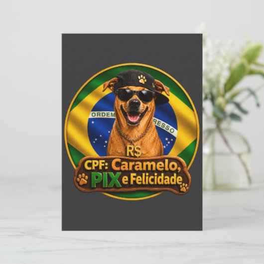 Convite Simples CPF Caramelo PIX e Felicidade 招待状 (スタンド正面)