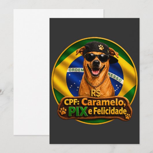 Convite Simples CPF Caramelo PIX e Felicidade 招待状 (正面/裏面)