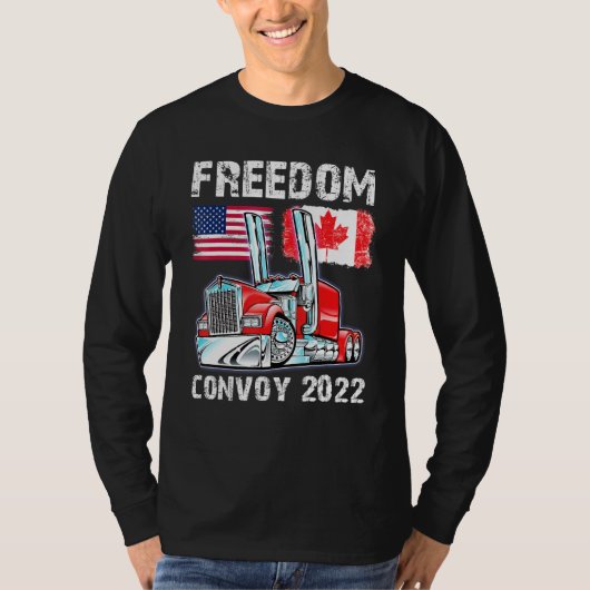 Convoy 2022カナダとアメリカの自由トラック運転手応援 tシャツ (正面)
