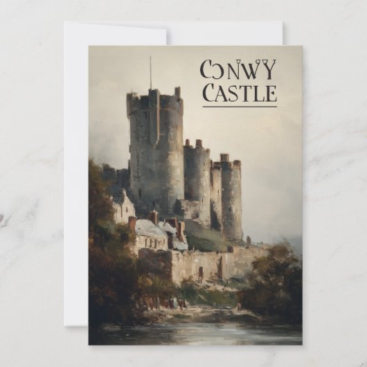 Conwy Castle Wales Oil Painting Print |  招待状 (正面)
