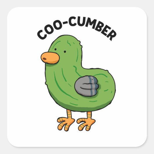 Coo-cumber Pigeon Pickle Pun Sticker スクエアシール (正面)
