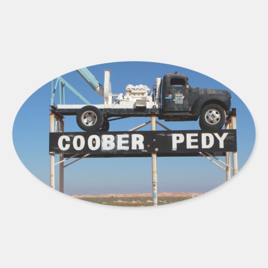 Coober Pedy Outback Australia土産写真 楕円形シール (正面)