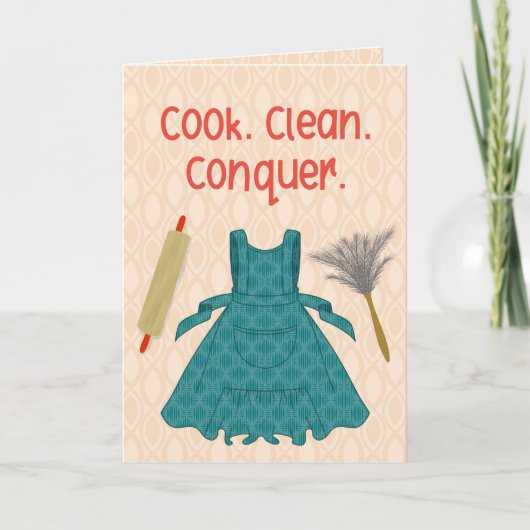 Cook. Clean. Conquer. – Retro Motivation カード (正面)