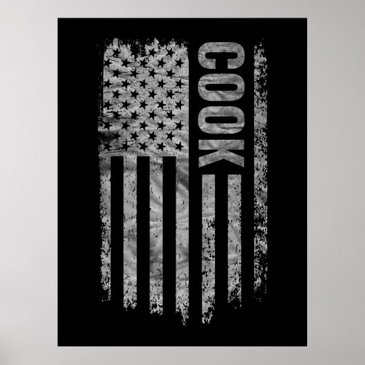 Cook USA Flag Distressed design ポスター (正面)
