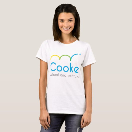 Cookeのロゴ-白の女性のTシャツ Tシャツ (正面フル)