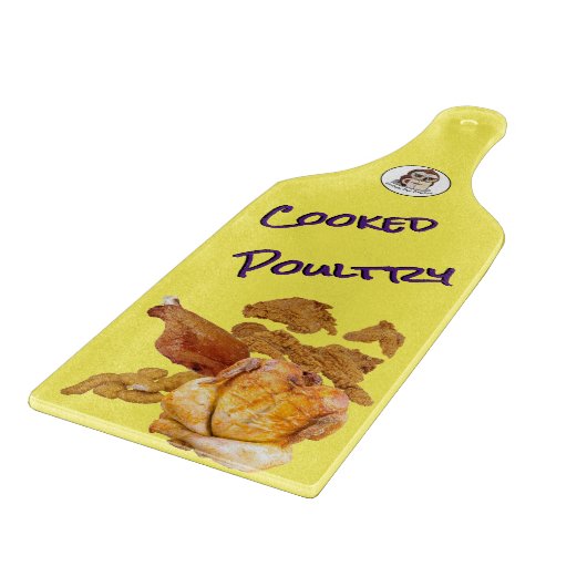 Cooked Poultry Glass Cutting Board (With Handle) カッティングボード (角)