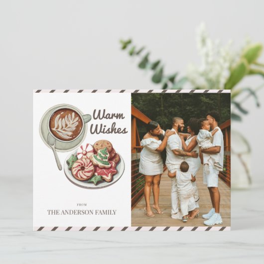 Cookieとココアはクリスマス警告の写真を希望 シーズンカード (スタンド正面)