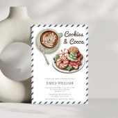 Cookieとココアコージーパステルブルーベビーシャワー 招待状