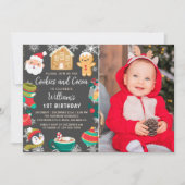 Cookieとココアジンジャーブレッド子供の誕生日写真 招待状 (正面)