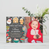 Cookieとココアジンジャーブレッド子供の誕生日写真 招待状 (スタンド正面)