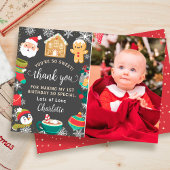 Cookieとココアスノークリスマスの誕生日写真 サンキューカード