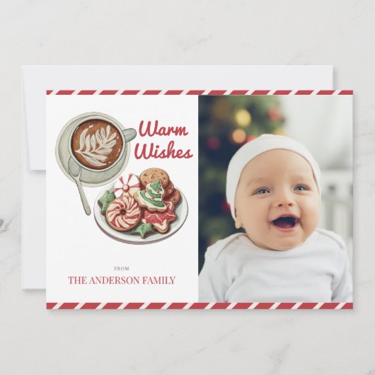 Cookieとココアレッドクリスマスフォトホリデーカード シーズンカード (正面)