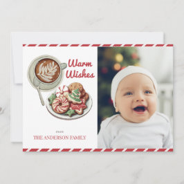 Cookieとココアレッドクリスマスフォトホリデーカード シーズンカード