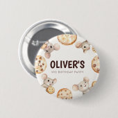 Cookieとマウスの子供の誕生日ボタン 缶バッジ (正面&裏面)