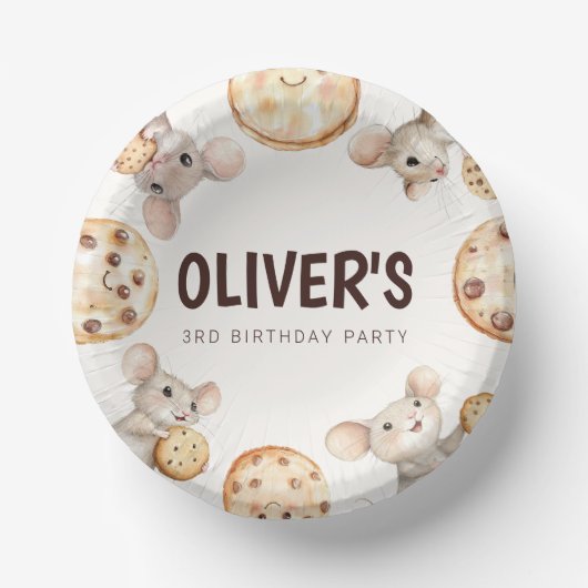 Cookieとマウス子供の誕生日パーティー ペーパーボウル (正面)
