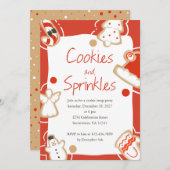 CookieとSprinklesクリスマスクッキーの交換パーティー 招待状 (正面/裏面)