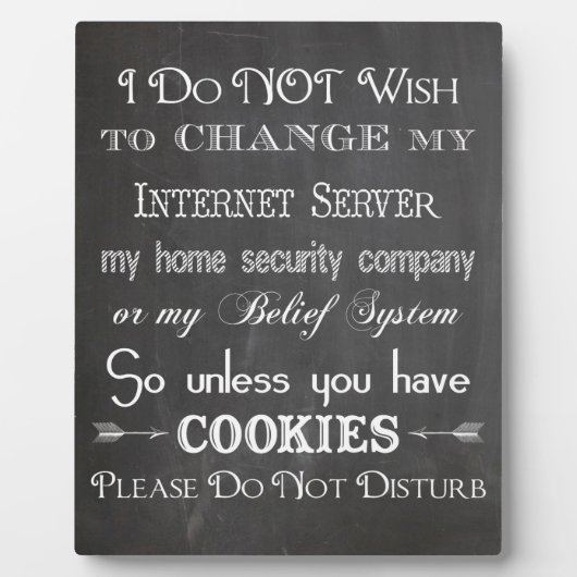 Cookieなし、Chalkboardのサインを邪魔しない フォトプラーク (正面)