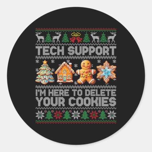Cookieの削除に関するChristmas Techサポートクリスマス ラウンドシール (正面)