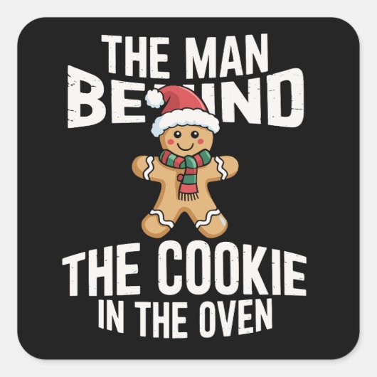 Cookieの後おもしろいろのクリスマス妊娠の男性 スクエアシール (正面)
