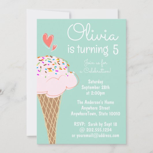 Cookieの飾誕生日パーティーへの招待 招待状 (正面)