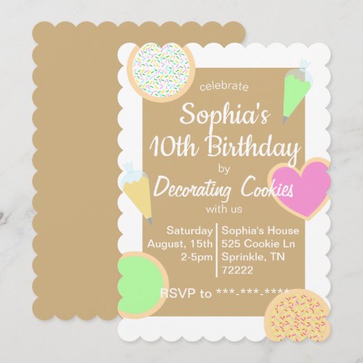 Cookieの飾誕生日招待状 招待状 (正面/裏面)