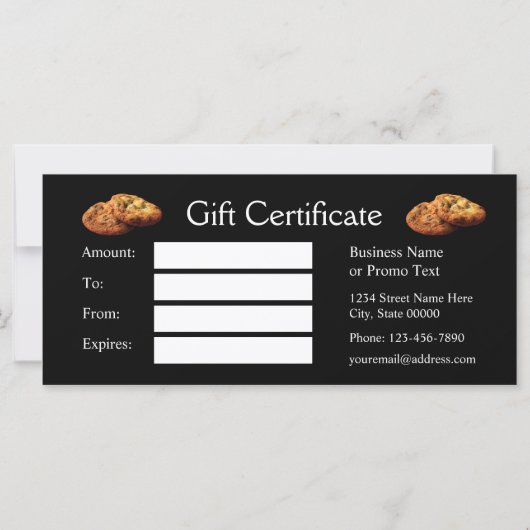 Cookieをテーマにしたギフト証明書 (裏面)