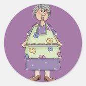 Cookieを使用したおばあちゃんデザイン ラウンドシール (正面)