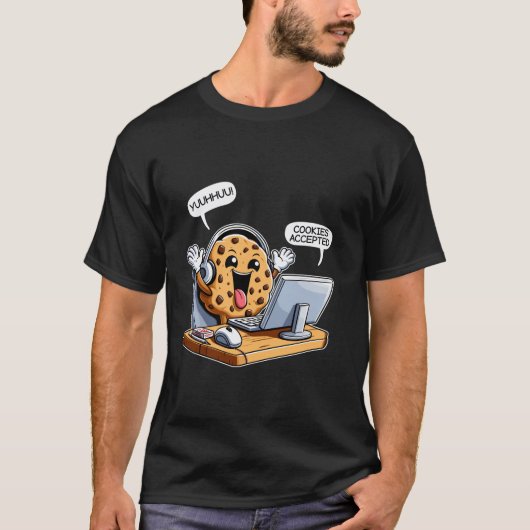 Cookieを受け付けたコンピュータCookieおもしろいCookieの恋人 Tシャツ (正面)