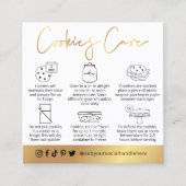 Cookieガイ気にドホワイトおよび金ゴールドスクリプトのロゴカード スクエア名刺 (正面)