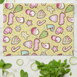 Cookieクリスマスイエロー キッチンタオル