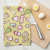 Cookieクリスマスイエロー キッチンタオル (四つ折り)
