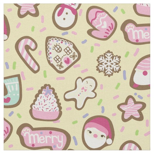 Cookieクリスマスイエロー ファブリック (クローズアップ)