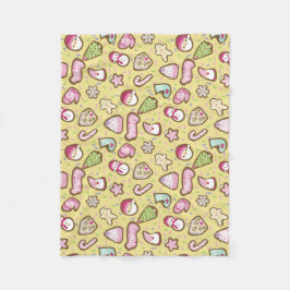 Cookieクリスマスイエロー フリースブランケット