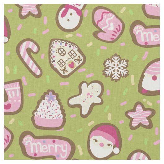 Cookieクリスマスグリーン ファブリック (クローズアップ)