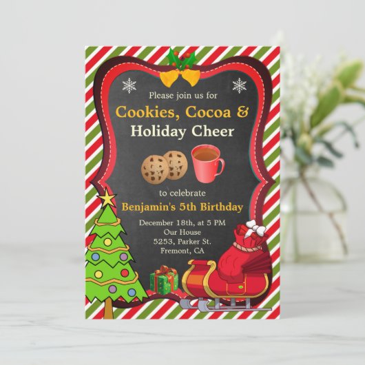 Cookieココアクリスマスバースデーパーティーへの招待 招待状 (スタンド正面)