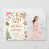 Cookieサンタベビークリスマスベビーシャワー写真 招待状 (正面)