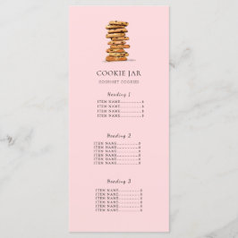 Cookieショップの価格表/メニューカードピンク メニュー